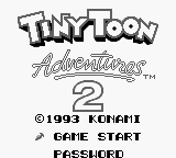 Tiny Toon Adventures 2 Montana's Movie Madness title screen for GameBoy